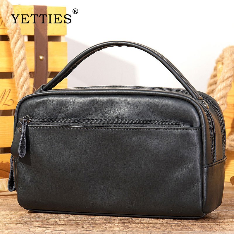 YETTIES กระเป๋าคลัทช์ หนังวัวแท้ แบบนิ่ม จุของได้เยอะ สําหรับผู้ชาย