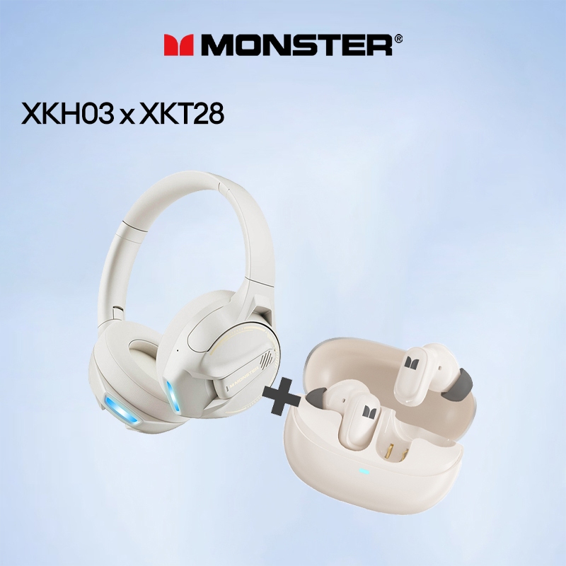 Monster XKH03 หูฟังบลูทูธ HIFI ตัดเสียงรบกวน คุณภาพเสียงเซอร์ราวด์ HD ทนทาน สําหรับเล่นเกม เล่นกีฬา