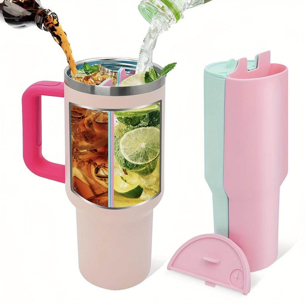 ขวดน้ํา Stanley 40oz เรียงรายฝาครอบถ้วยแบ่ง, Stanley ถ้วยน้ําด้านในพร้อมตัวแยกซิลิโคน, ถ้วยเครื่องดื