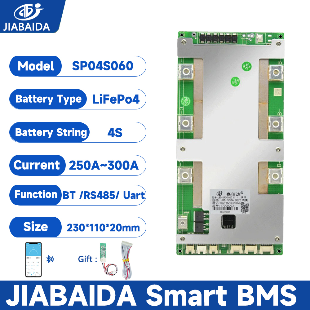 Jbd สมาร์ท Bms 4S LiFePo4 250A 300A Li-ion LiFePo4 Bms 3S 4S 12V พร้อม Active Balance UART RS485