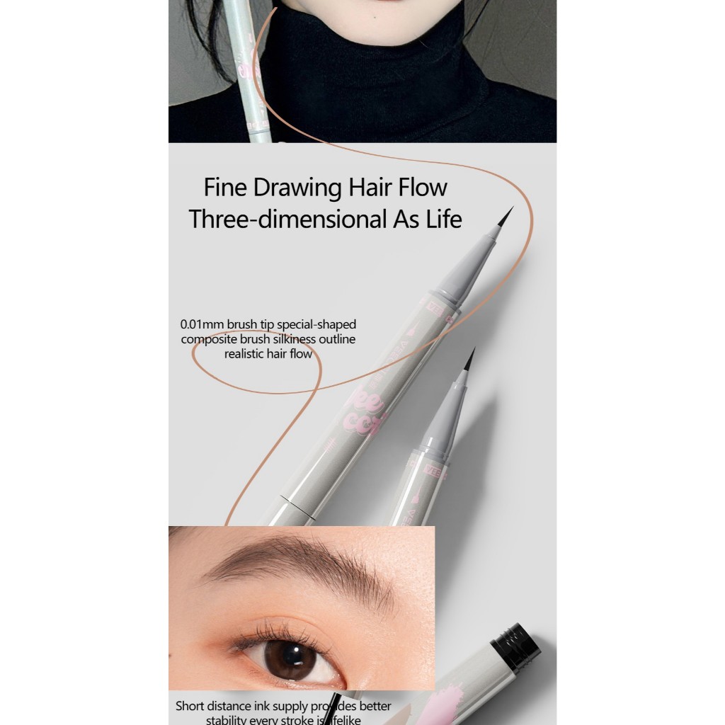 VEECCI สอเขียนคิ้ว ครีมเขียนคิ้ว 2 in1 หัวปากกา0.01mm ธรรมชาติ ติดทน กันน้ำ กันเหงื่อ เขียนคิ้ว 0.3ml+2g - รูปที่ 4