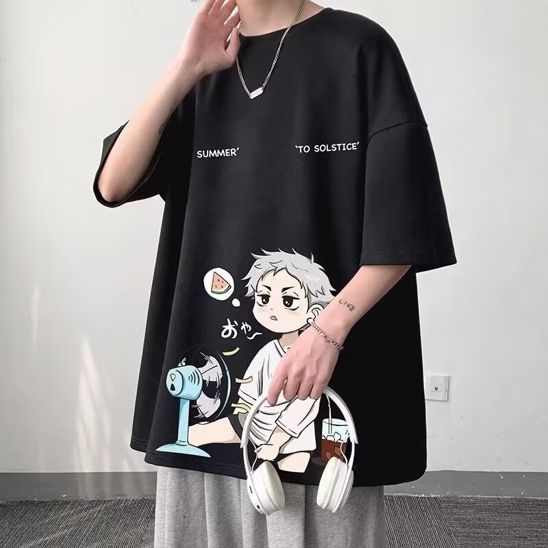 【M-8XL】เสื้อยืดแขนสั้น พิมพ์ลายการ์ตูน ทรงหลวม โอเวอร์ไซซ์ สไตล์เกาหลี ฮิปฮอป สําหรับผู้ชาย และผู้หญิง