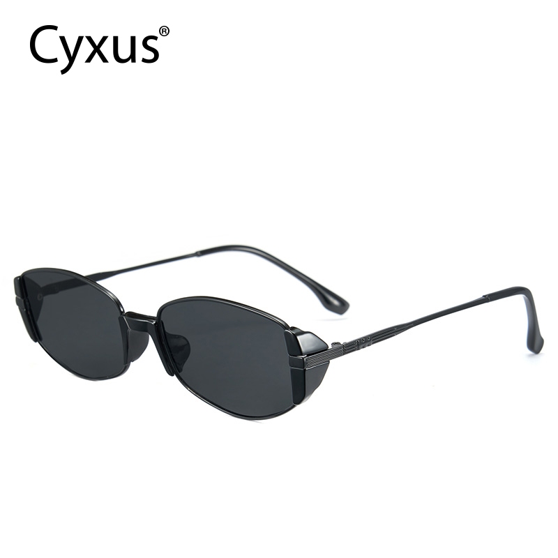 Cyxus UV400 Retro สไตล์แว่นตากันแดด Non-Polarized Oval Euro-American Retro กรอบ Fit สําหรับเทศกาลดนตรีและ Road Trips1269