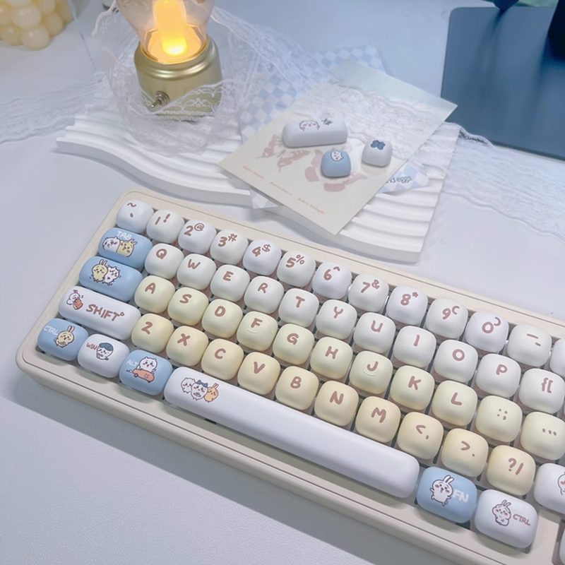 Keycapเท่านั้นChikawa KeyCap 140 คีย์MOGโปรไฟล์รอบน่ารักPBTระเหิดสําหรับCherry MX Switchคีย์บอร์ดRK6