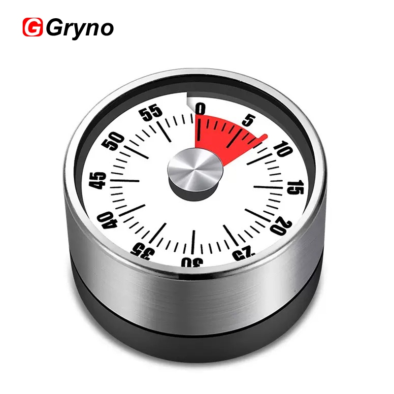 Gryno Magnetic Kitchen Timer พร้อมนาฬิกาปลุกการหมุนกลนับถอยหลังสําหรับทําอาหารนักเรียนศึกษาโยคะสแตนเลส