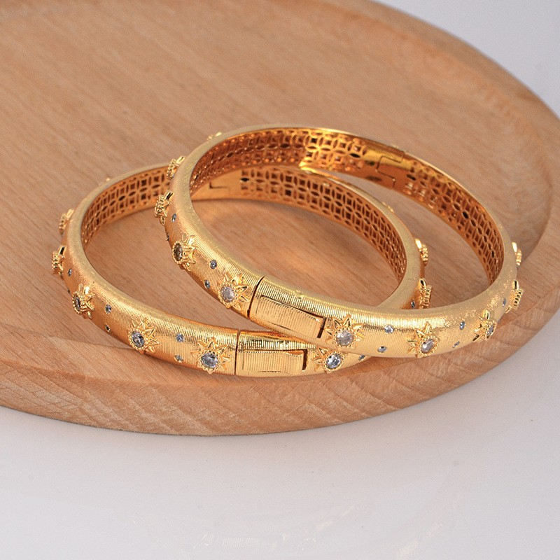 Brushed Diamond Bracelet Female 18k All-Match Light Luxury Retro Emperor Green Bracelet Jewelry Copp