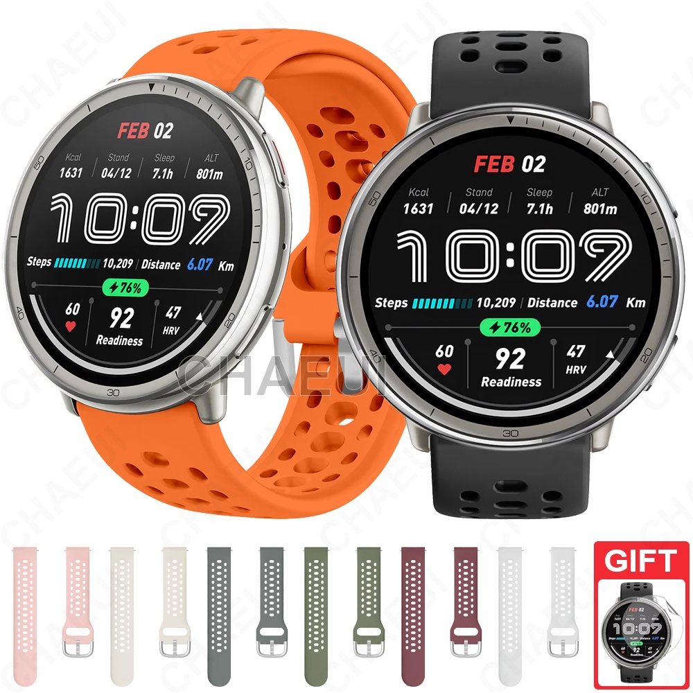 สายรัดซิลิโคนอุปกรณ์เสริมสร้อยข้อมือระบายอากาศสําหรับ Amazfit Active 2 / Active 2 Square