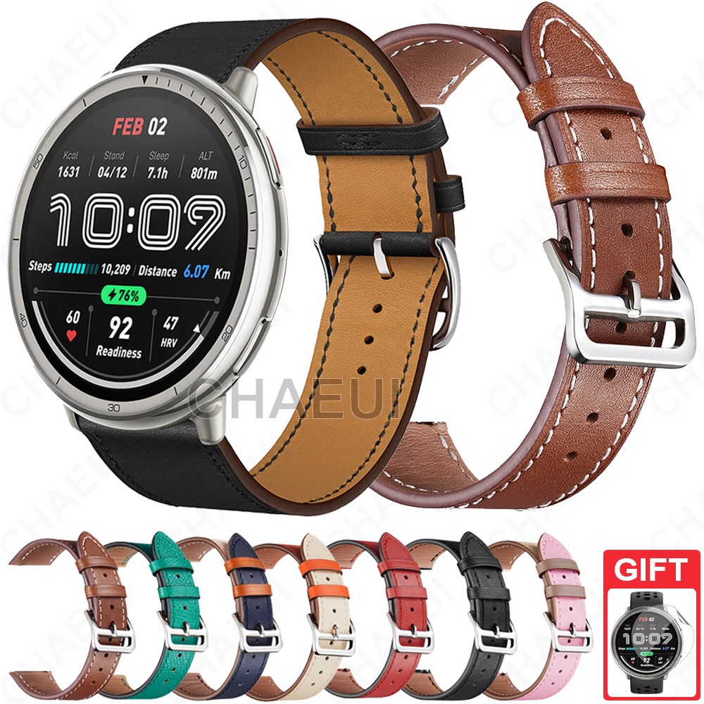 สร้อยข้อมืออุปกรณ์เสริมสายหนังสําหรับ Amazfit Active 2 / Active Max / Active 3 Premium