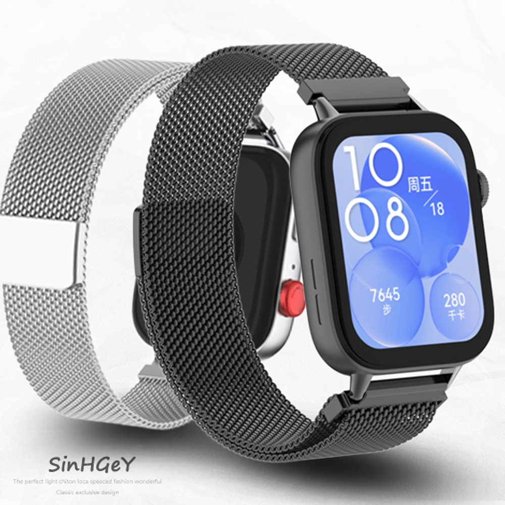 Huawei Watch Fit SE/1 2 3 4 Pro 5 Pro สายโลหะสายแม่เหล็กสแตนเลส Milanese สร้อยข้อมือเปลี่ยนสายรัดข้อมือกีฬาสําหรับ Huawei Watch Fit 3 Fit 4/4Pro 5/5Pro