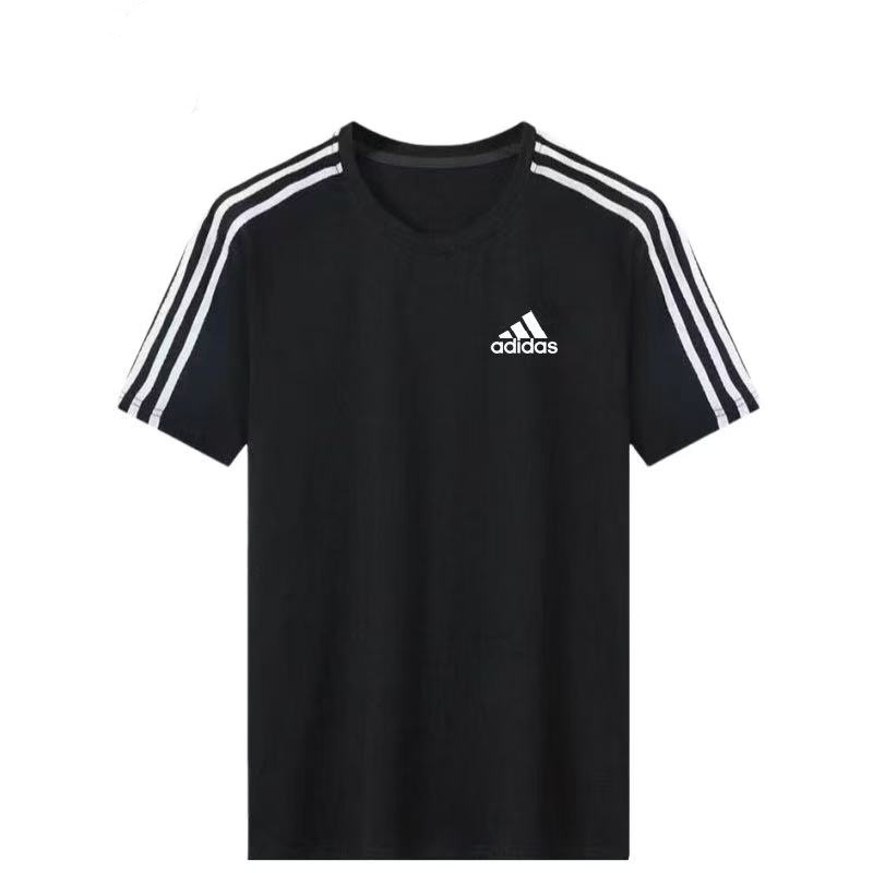 กีฬาแขนสั้นสามแถบผู้ชายและผู้หญิงอินเทรนด์ฤดูร้อนใหม่เสื้อยืดลําลองอเนกประสงค์เสื้อหลวมขนาดใหญ่
