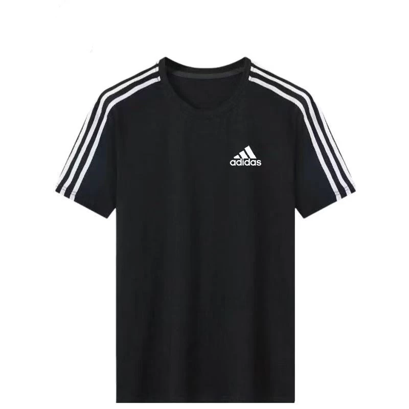 กีฬาแขนสั้นสามแถบผู้ชายและผู้หญิงอินเทรนด์ฤดูร้อนใหม่เสื้อยืดลําลองอเนกประสงค์เสื้อหลวมขนาดใหญ่