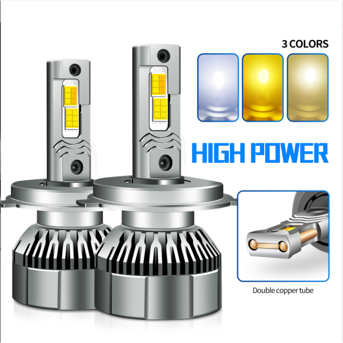 1 คู่สามสี LED ไฟหน้ารถ 10000LM Auto LED H4 H7 H8 H9 H11 H16 9005 HB3 3000K 4300K 6500K รถยนต์ H4 Le