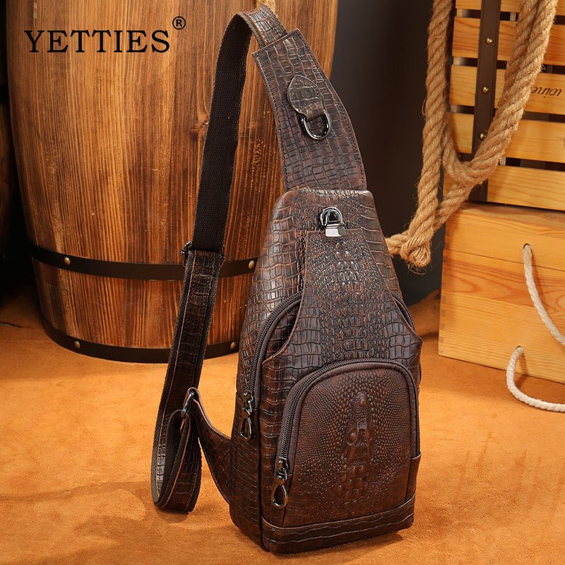 YETTIES กระเป๋าหนังจระเข้แท้ คาดเอว คาดอกกระเป๋าสะพาย