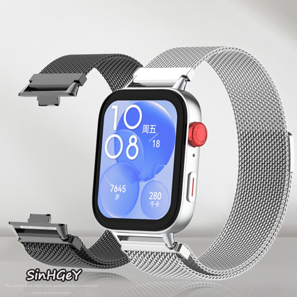 สําหรับ Huawei Watch Fit SE/1/2/3 4 5 Pro สายโลหะแม่เหล็กสายสแตนเลส Milanese สร้อยข้อมือเปลี่ยนสายรัดข้อมือกีฬาสําหรับ Huawei Watch Fit 3 Huawei Fit 4/4Pro 5/5Pro