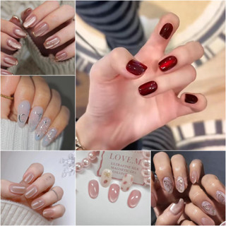 เล็บปลอม เนื้อแมตต์ สว่าง สวมใส่ได้ สําหรับตกแต่งเล็บ จํานวน…