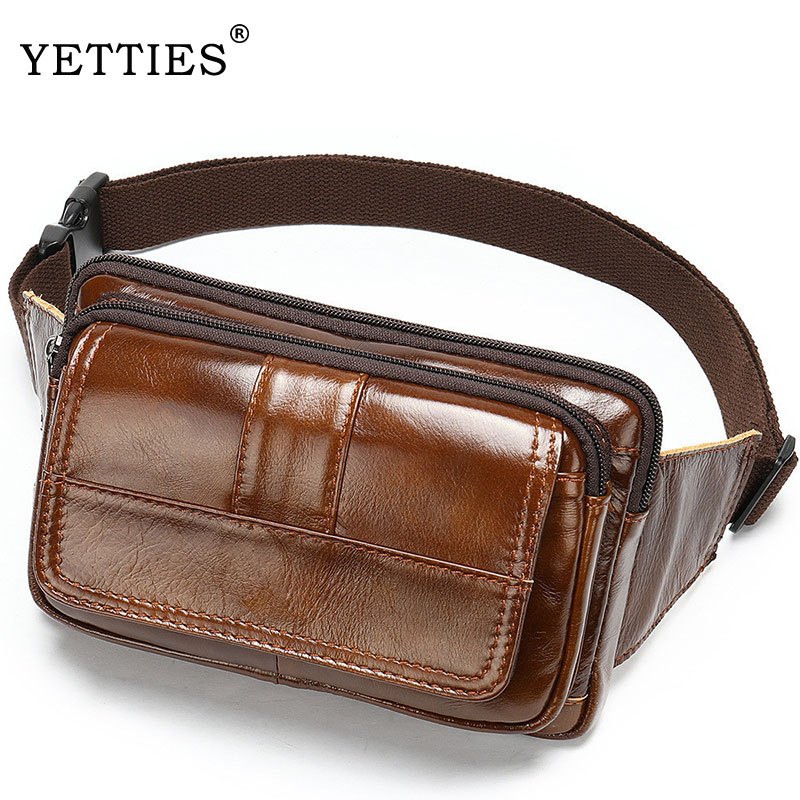 YETTIES กระเป๋าคาดเอว หนังวัวแท้ ขนาดเล็ก สไตล์เรโทร สําหรับผู้ชาย
