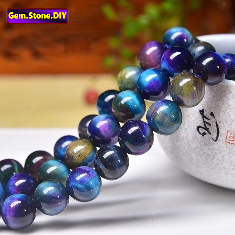 Galaxy Tiger Eye หินธรรมชาติ,หลวมลูกปัด Spacer สําหรับสร้อยข้อมือ/สร้อยคอ/แหวน/ต่างหู,Handmade DIY เครื่องประดับอุปกรณ์เสริม,สร้อยข้อมือหินคริสตัลแร่หินคริสตัลลูกปัด