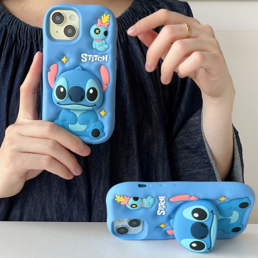 ซิลิโคน Anti-Drop Soft Shell Stand Stitch เคส IPhone สําหรับ IPhone 16 ProMax 15 ProMax 13 14ProMax กรณี