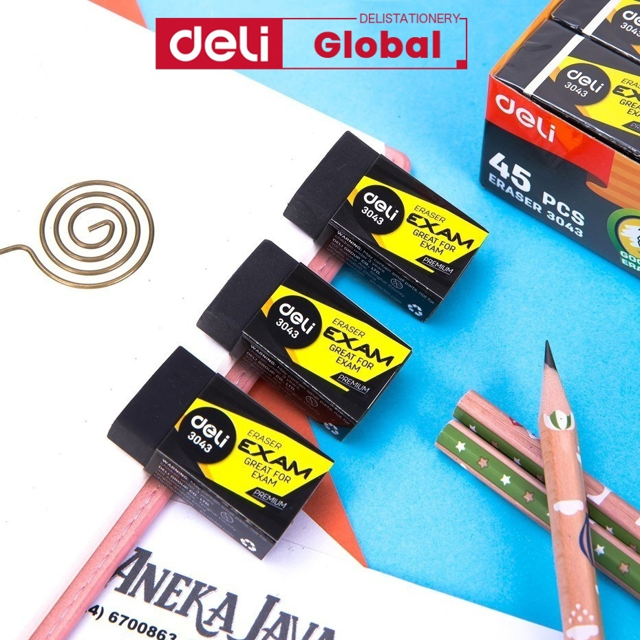 ยางลบ Deli คุณภาพสูง สีดำ แข็งแรง ทนทาน ลบสะอาด ปลอดภัย non-toxic สำหรับนักเรียนและศิลปิน