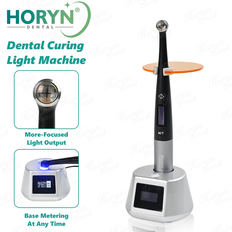 Horyn ทันตกรรม Led Curing Light 1 วินาที Cure โคมไฟ 7 โหมดพลังงานสูง 385nm-515nm สเปกตรัมกว้างอุปกรณ์ทันตกรรม