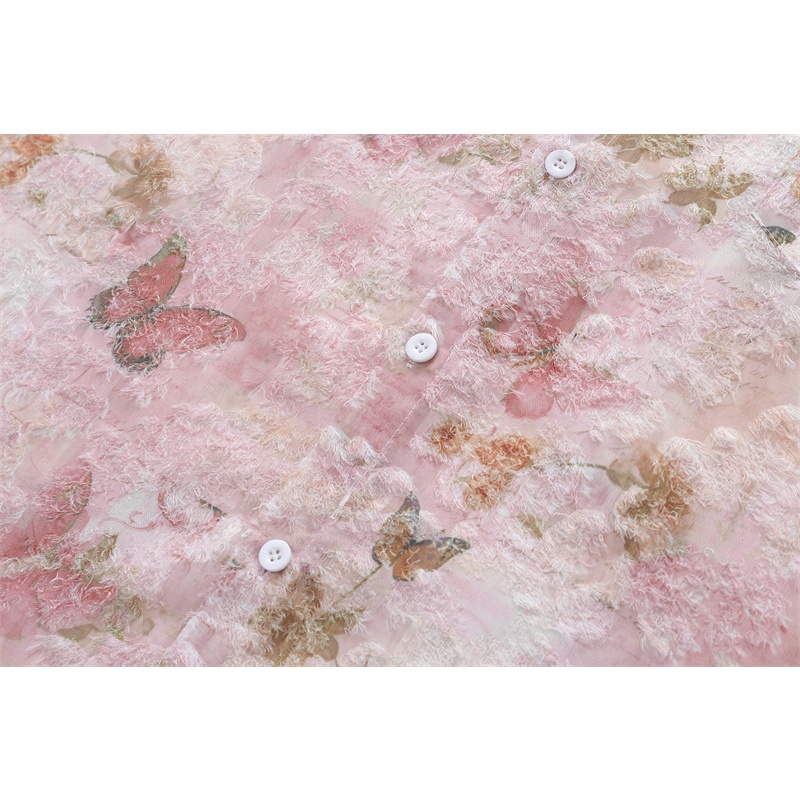 Dark Icon Front Pocket Butterfly Women Shirt Short Sleeve Summer Button Up Casual Shirts for Men - รูปที่ 4