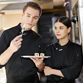 S-XL เสื้อกุ๊ก ชุดเชฟ ท็อปส์ Chef Uniform เสื้อทำงาน สะดวกสบาย ระบายอากาศได้ แขนยาว เหมาะสำหรับ โรงแรม ร้านอาหาร โรงเรียน มีทั้งชายและหญิง 【จัดส่งจากประเทศไทย】