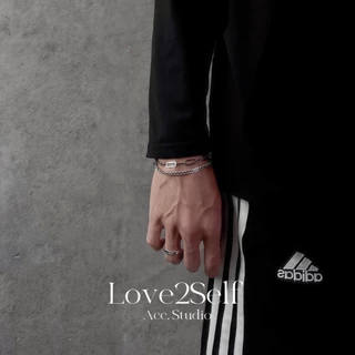 Love2Self S014 สร้อยข้อมือเงินสองชั้นสําหรับผู้ชาย Non Tarnished สแตนเลส Cool Chain สร้อยข้อมือ