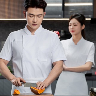 เสื้อเชฟ ชุดเชฟ เสื้อทำงาน แขนสั้น ระบายอากาศได้ สะดวกสบาย ม…