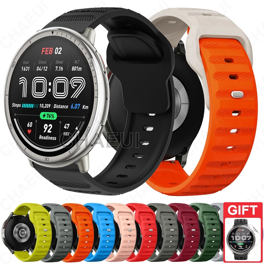 สายรัดซิลิโคนทนทานสายนาฬิกาข้อมืออุปกรณ์เสริมสร้อยข้อมือสําหรับ Amazfit Active 2 / Active Max / Active 3 Premium