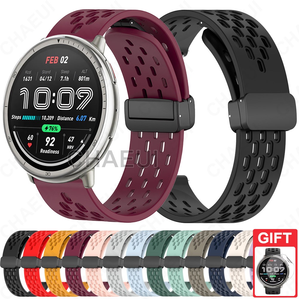 สายรัดซิลิโคนอุปกรณ์เสริมสร้อยข้อมือวงระบายอากาศสําหรับ Amazfit Active 2 / Active Max / Active 3 Premium