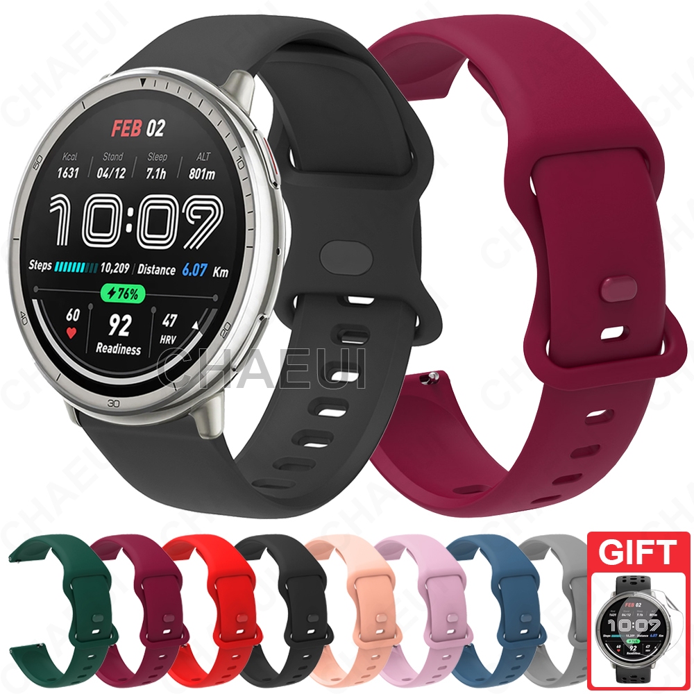 สายรัดซิลิโคนเปลี่ยนสร้อยข้อมืออุปกรณ์เสริมสายนาฬิกาข้อมือสําหรับ Amazfit Active 2 / Active Max / Active 3 Premium