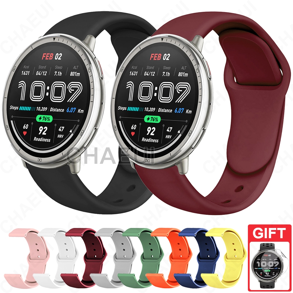 สายรัดซิลิโคนนาฬิกาสปอร์ตอุปกรณ์เสริมสร้อยข้อมือสําหรับ Amazfit Active 2 / Active Max / Active 3 Premium