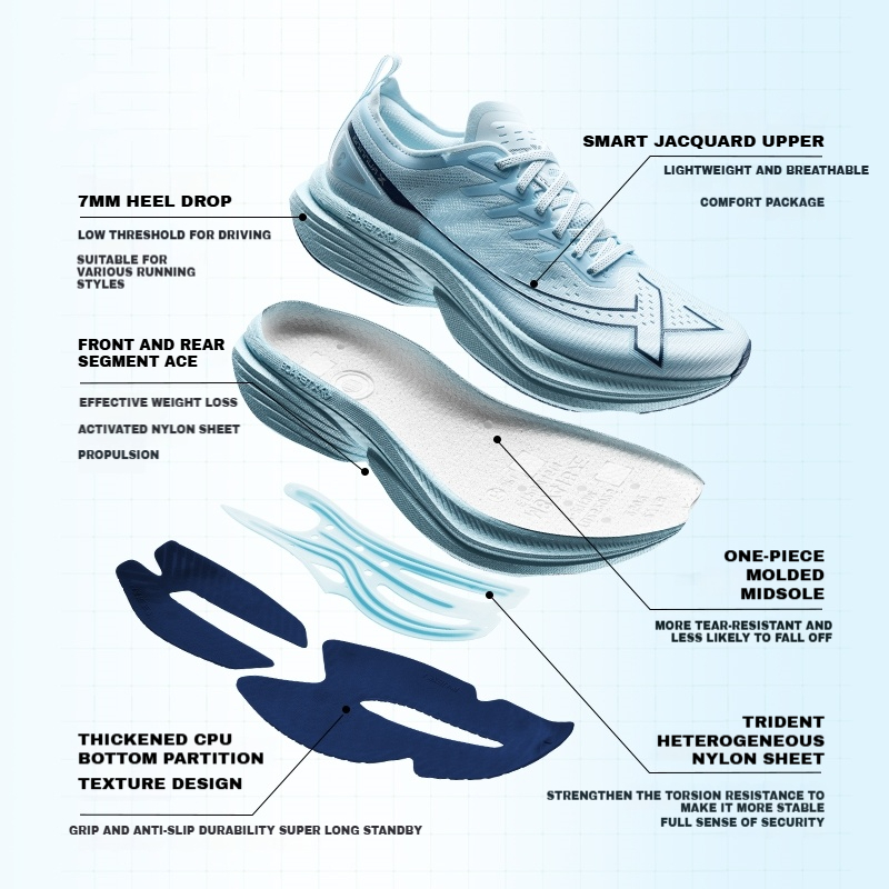 【xtep】One Piece 3.0 | รองเท้าวิ่ง รองเท้าแมราธอนแบบแข่งขัน Racing Nylon Plate Running Shoes Whirlwind Cheese — صورة 2