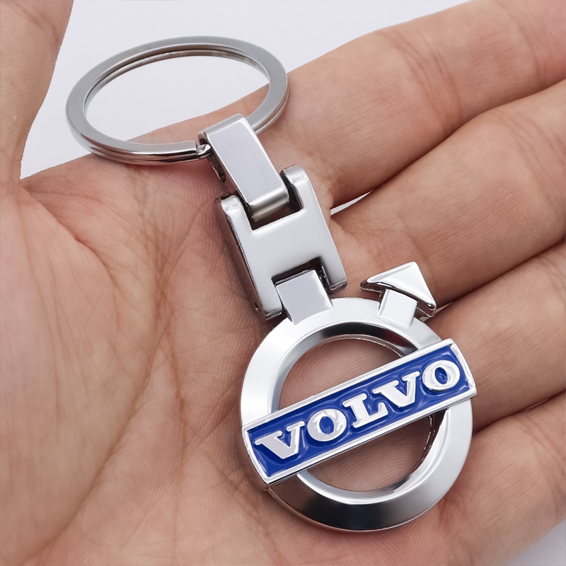 Volvo พวงกุญแจรถโลหะสองด้านโลโก้รถสําหรับ Volvo XC60 XC90 XC40 S90 S60 V60 V90 XC40Recharge