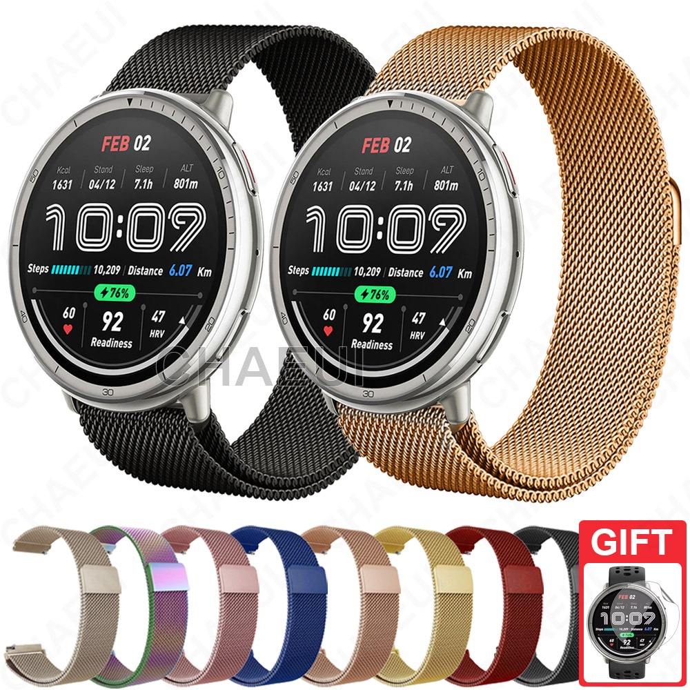 สายสแตนเลสสายนาฬิกาโลหะอุปกรณ์เสริมสําหรับ Amazfit Active 2 / Active Max / Active 3 Premium