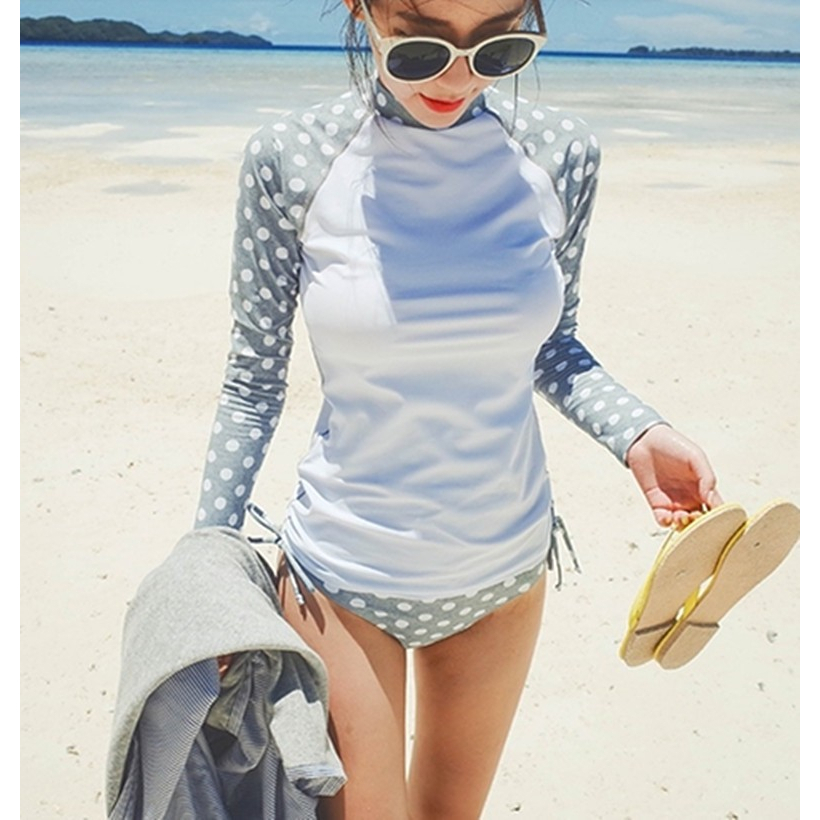 Sailbee ผู้หญิงแขนยาวชุดว่ายน้ําชุดดําน้ํา UV Sun Conservative Thin Surfer ชุดแห้งเร็วน้ําพุร้อนดําน้ําดูปะการังชุดว่ายน้ําชุดว่ายน้ํา T53009