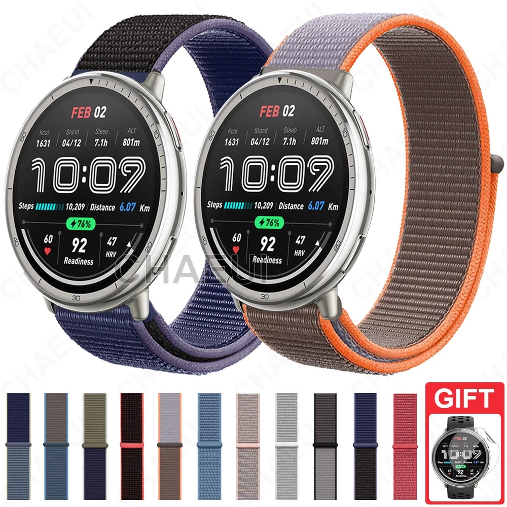 อุปกรณ์เสริมวงสร้อยข้อมือสายไนลอนทดแทนสําหรับ Amazfit Active 2 / Active Max / Active 3 Premium