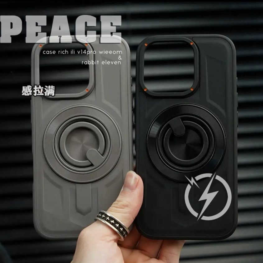 【Matte acrylic hard case/With bracket/Black】เคส compatible for iPhone 13 14 15 16 pro max case