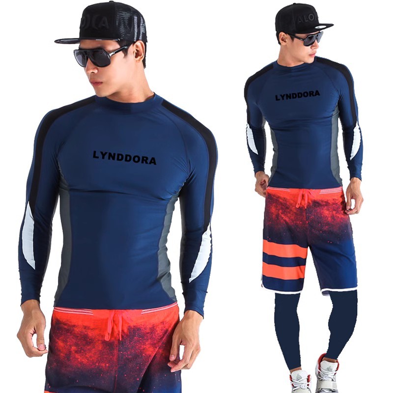 Sailbee ผู้ชาย UV ป้องกันชุดว่ายน้ําแขนยาวชุดว่ายน้ํา Mens Rashguard Surf Rash Guard Surf เสื้อสําหรับว่ายน้ําดําน้ําชุด M015