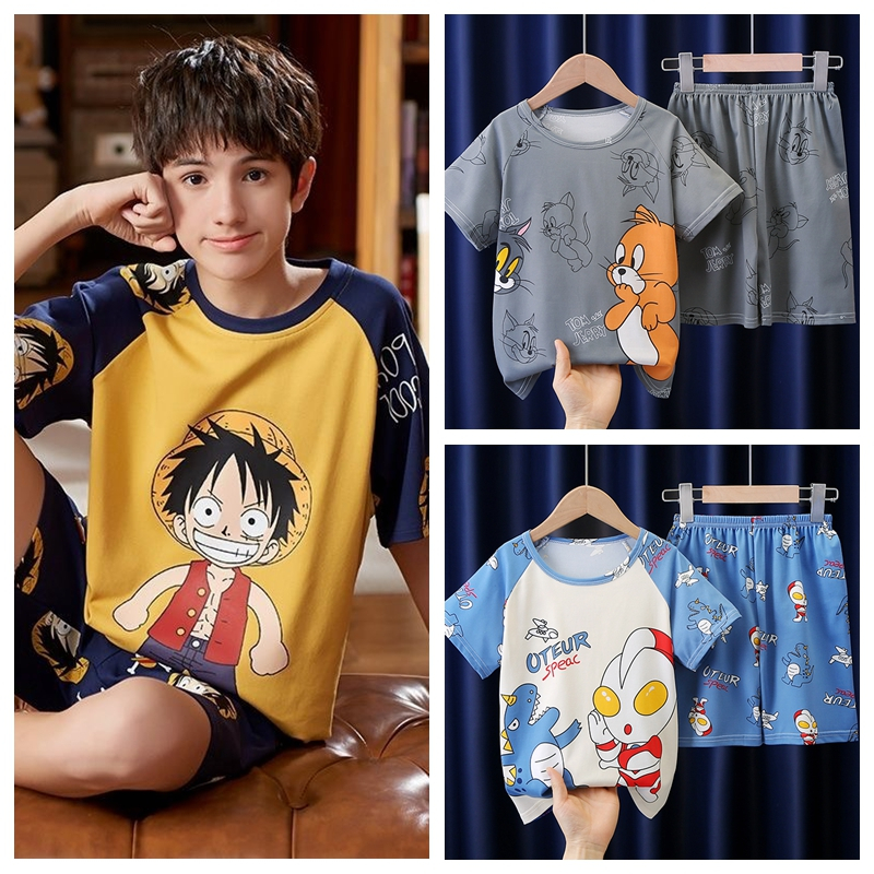 ชุดนอนเด็กผู้ชาย แขนสั้น ชุดนอนเด็ก ชุดบาจู tidur budak ชุดนอนเด็ก เสื้อผ้าเด็กผู้ชาย