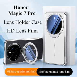 สําหรับ Honor Magic 8 Pro กระจกหนังพรีเมี่ยมผู้ถือเลนส์เคสโทรศัพท์สําหรับ Honor Magic 7 Pro ธุรกิจ Breathable สี่มุม Anti-drop Ultra Thin Kickstand ฝาหลัง