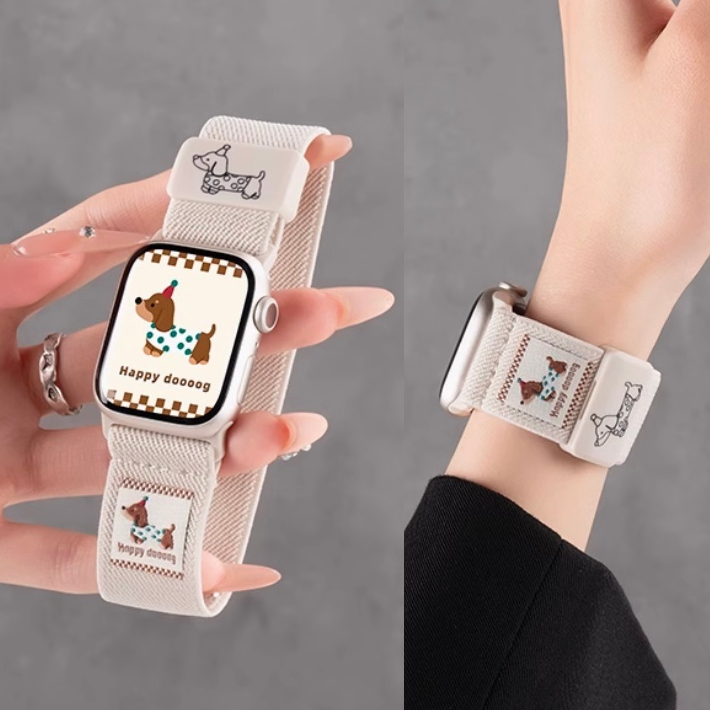 น่ารักลูกสุนัขสายนาฬิกาไนลอนเข้ากันได้สําหรับฉันสายนาฬิกาชุด10 9 8 7 6 5 4 3 2 1,กับ,กับ, กับ2,พิเศษ,อัลตร้า2สายขนาด49มิลลิเมตร41มิลลิเมตร45มิลลิเมตร38มิลลิเมตร40มิลลิเมตร42มิลลิเมตร44มิลลิเมตรสาย ฉันดู สายข้