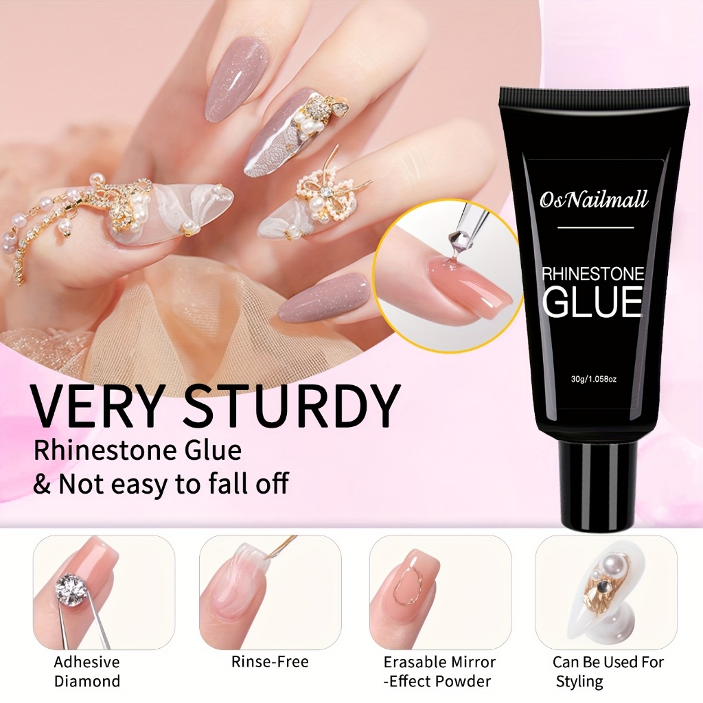 30ml OsNailmall Rhinestone Gel Glue - Long-Lasting, UV/LED Curing, ปลอดสารพิษ, ไม่มีกลิ่น, อ่อนโยน, ใช้งานง่าย, กาวตกแต่งเล็บอเนกประสงค์สําหรับ DIY การออกแบบเล็บ