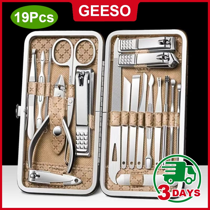 GEESO 19Pcs Nail Clipper Set กรรไกรตัดเล็บ ครบเช็ต 19 ชิ้น ชุดตัดเล็บ อุปกรณ์ตัดเล็บ ชุดกรรไกรตัดเล็บ ครบเช็ต 指甲剪19件套