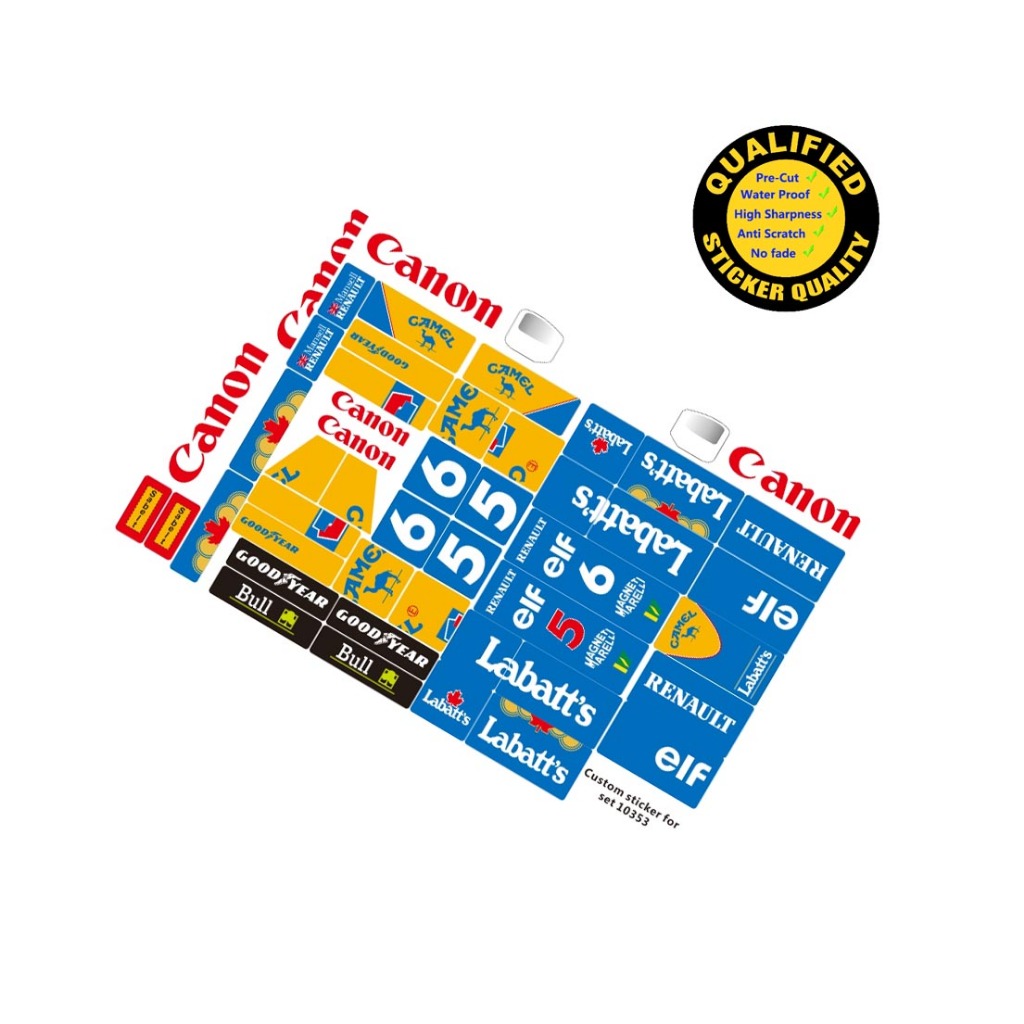 สติ๊กเกอร์สั่งทําพิเศษสําหรับ LEGO 10353 Williams Racing เฉพาะสติ๊กเกอร์