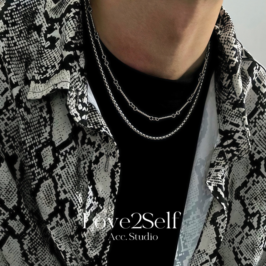 Love2Self X135 Double Layered สร้อยคอเหล็กไทเทเนียมผู้ชายแฟชั่น Hip-hop Chain Non Tarnish S033