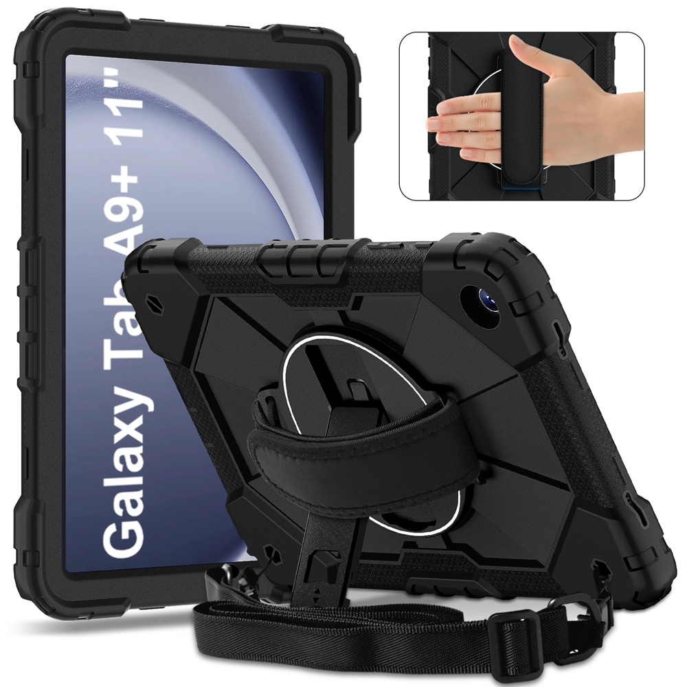 สําหรับ Samsung Galaxy Tab A9 A11 Plus A9+ A11+ 2023 2025 SM-X110 SM-X133 SM-X135 SM-X210 SM-X216 SM-X230 SM-X236 กรณีเด็กปลอดภัยซิลิคอน PC กันกระแทกสายคล้องไหล่