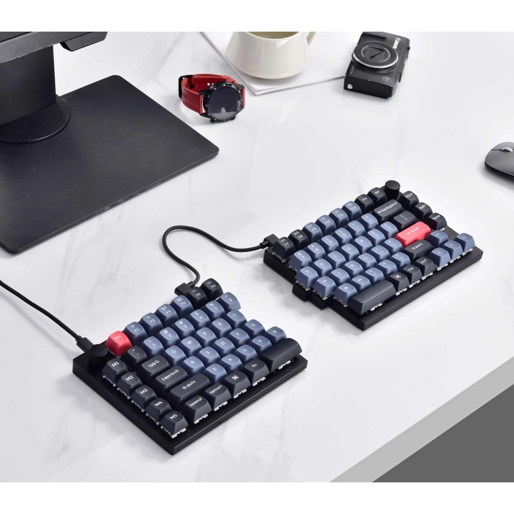 Keychron Q11 QMK/VIA TKL แยกคีย์บอร์ด Ergonomic, 91 คีย์ 75% เค้าโครงคีย์บอร์ดแบบมีสาย Mac & Windows