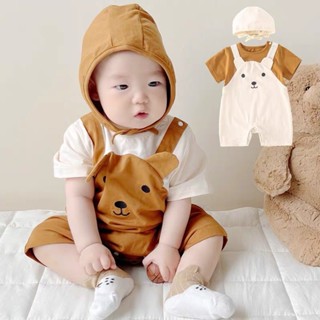 2ชิ้น ชุดจั๊มสูทเด็กแรกเกิดสําหรับเด็กชายและเด็กหญิง กางเกงส…