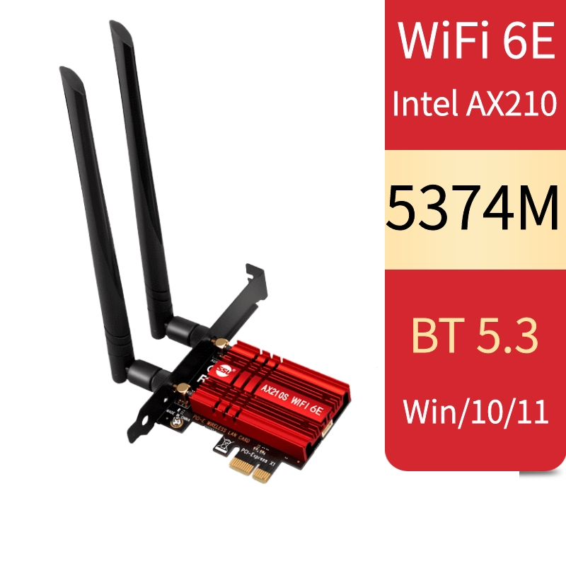 การ์ด WiFi 6E Tri band Intel AX210 PCIe WiFi | 5374Mbps การ์ด WiFi PCIe Bluetooth 5.3